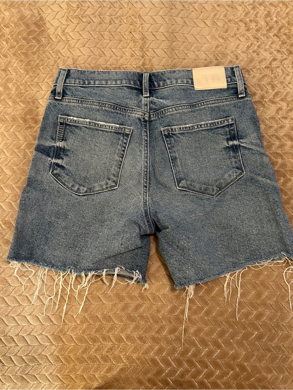 PAIGE Distressed Blue Denim Cutoff Shorts - Picture 4 of 5